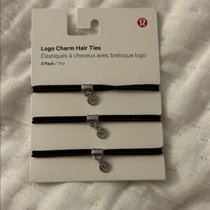 lululemon athletica Black Logo Charm Hair Ties